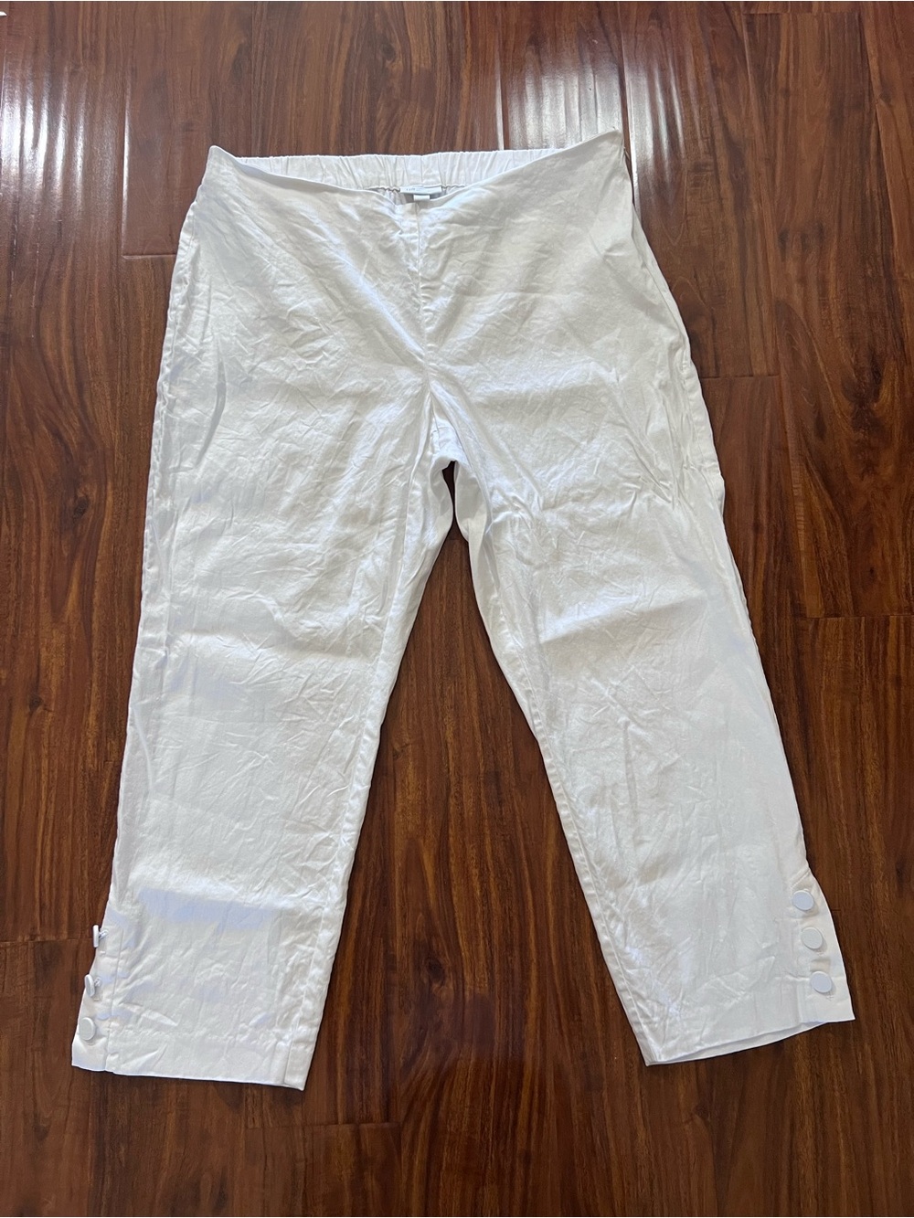J Jill Linen Stretch White Pull On Crop Pants size Large